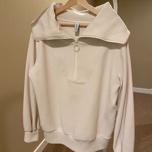 Varley Cream Half Zip Ribbed Sweatshirt, Size S
